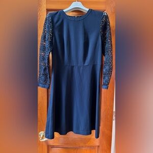 Blue long lace sleeve dress. Ann Taylor Loft.